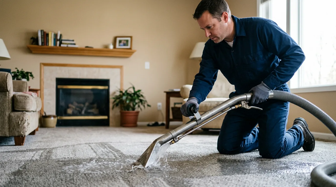 Water damage restoration technician working near Telephone, TX